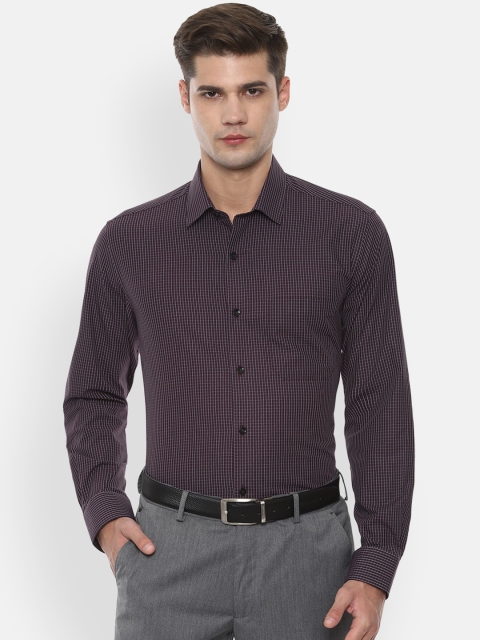 

Louis Philippe Men Burgundy Classic Slim Fit Checked Formal Shirt