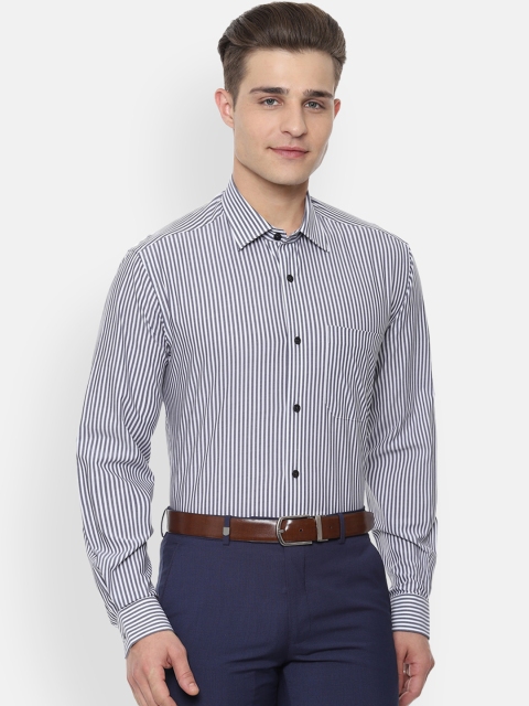 

Louis Philippe Men Grey & White Striped Slim Fit Formal Shirt