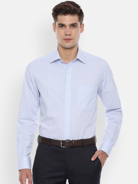 

Louis Philippe Men Blue & White Regular Fit Striped Formal Shirt