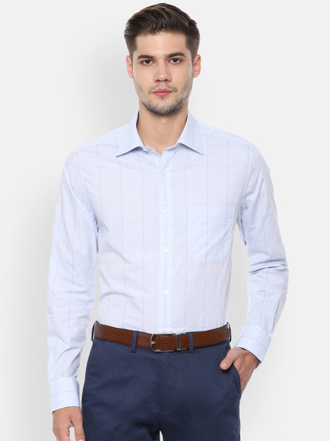 

Louis Philippe Men Blue Classic Regular Fit Checked Formal Shirt
