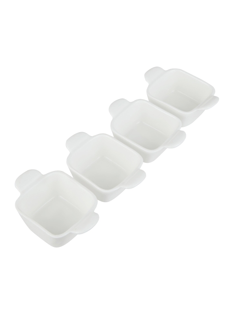 

SONG BIRD Pack of 4 White Solid Square Pan Dip Set