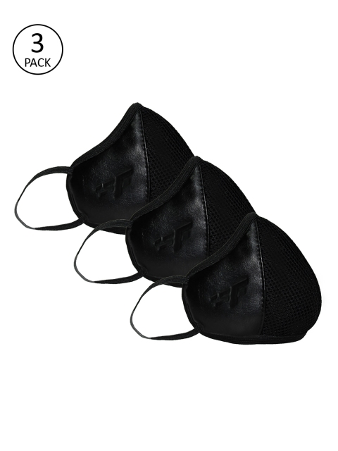 

F Gear Unisex Pack of 3 Pcs Black Solid Reusable 7-Ply Protective Outdoor Masks