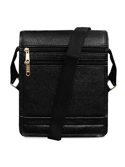 

ABYS Unisex Black Solid Leather Messenger Bag