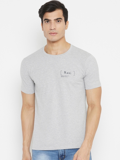 

Plagg Men Grey Solid Round Neck T-shirt