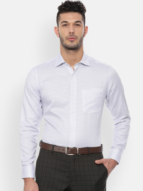 

Louis Philippe Men White & Blue Regular Fit Printed Formal Shirt