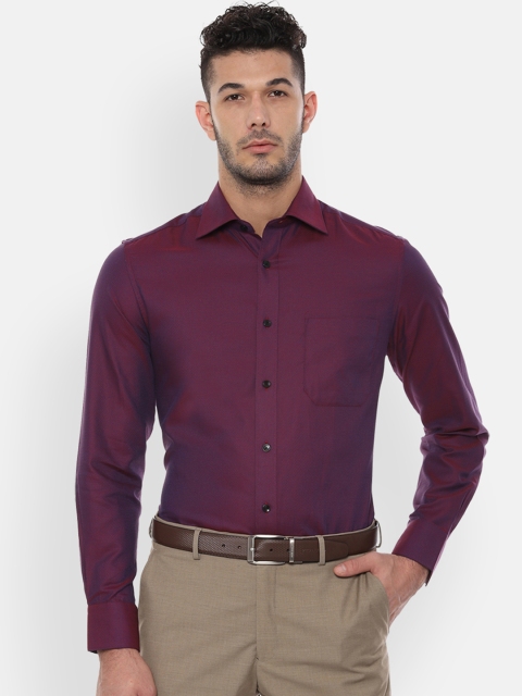 Louis Philippe Men Purple Regular Fit Self Design Formal Shirt