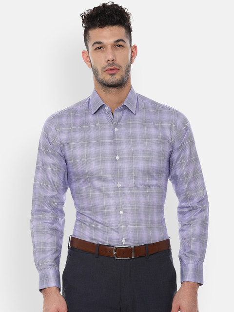 

Louis Philippe Men Purple Classic Slim Fit Checked Formal Shirt