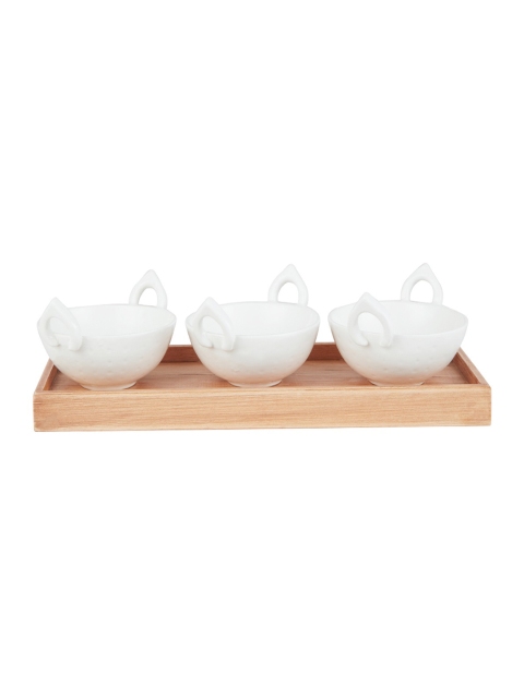 

SONG BIRD White & Brown Solid Kadhai Condiment Set