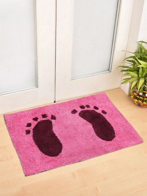 

HOSTA HOMES Pink & Burgundy Printed King Size Multipurpose Anti-Skid Doormat