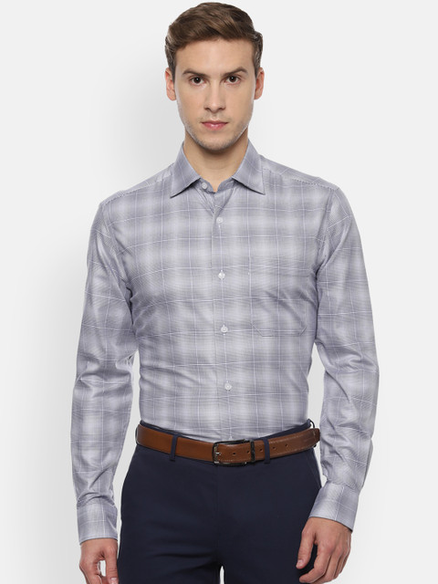 

Louis Philippe Men Grey Classic Regular Fit Checked Formal Shirt