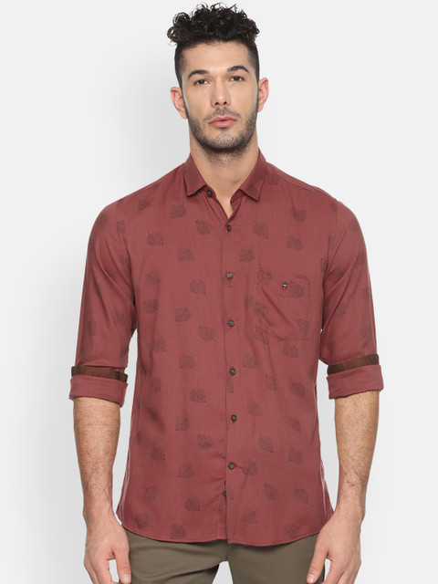 

Louis Philippe Sport Men Maroon & Brown Slim Fit Floral Printed Casual Shirt