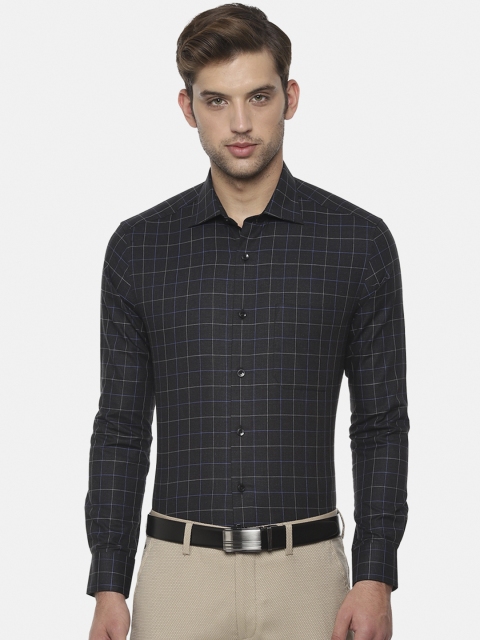 

Louis Philippe Men Black Regular Fit Checked Formal Shirt