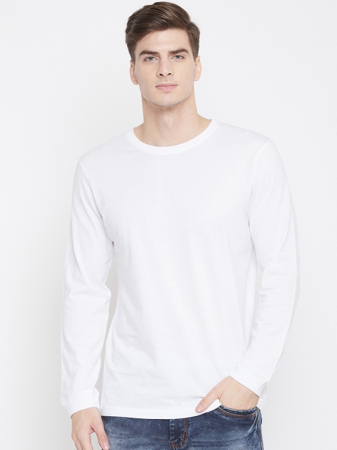 

METTLE Men White Solid Round Neck T-shirt