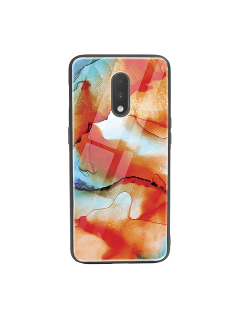 

Bewakoof Orange & Blue Alcohol Ink Splash OnePlus 7 Glass Mobile Cover