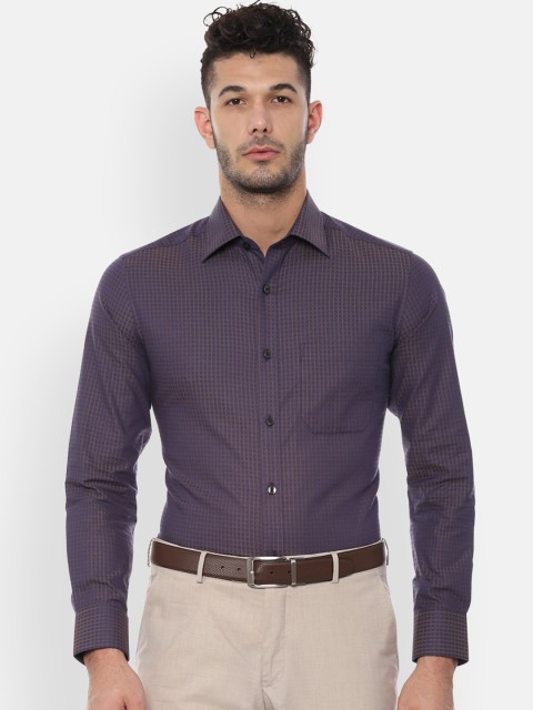 

Louis Philippe Men Purple Classic Regular Fit Checked Formal Shirt