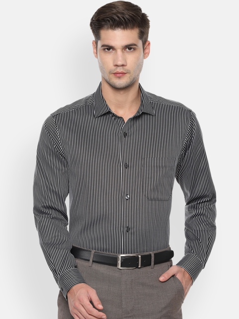 

Louis Philippe Men Black & White Slim Fit Striped Formal Shirt
