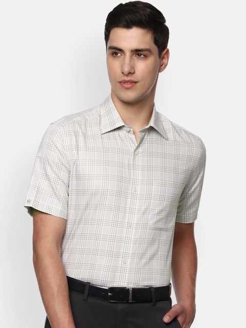

Louis Philippe Men Beige & White Checked Formal Shirt