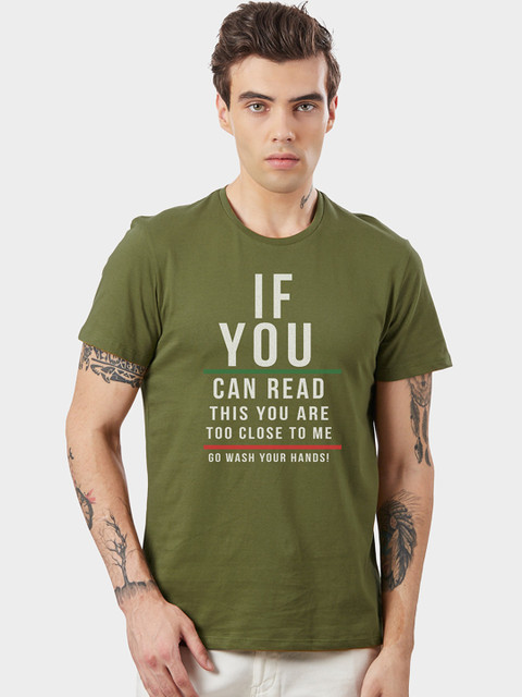 

Free Authority Men Olive Green Printed Round Neck T-shirt