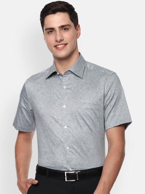 

Louis Philippe Men Grey & White Floral Printed Formal Shirt