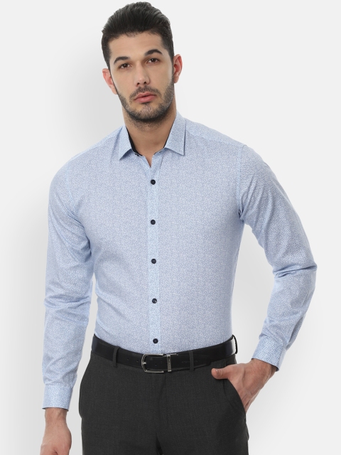 Louis Philippe Men Blue Classic Slim Fit Printed Formal Shirt