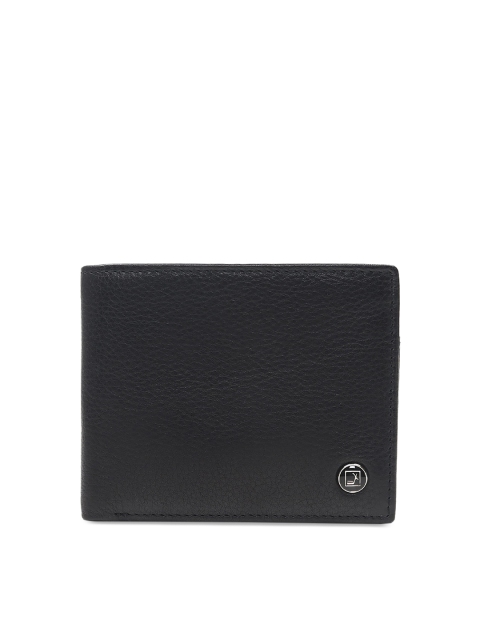 

Da Milano Men Black Textured Two Fold Leather Wallet