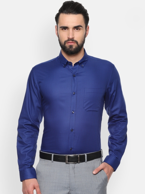 

Louis Philippe Men Blue Classic Slim Fit Checked Formal Shirt