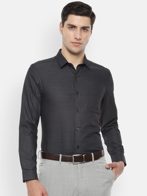 

Louis Philippe Men Black & Off-White Slim Fit Striped Formal Shirt