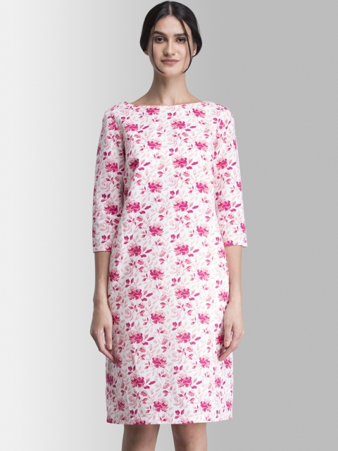 

FableStreet Women Pink & White Floral Printed Sheath Dress