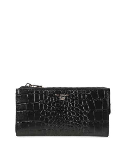 

Da Milano Women Black Textured Zip Around Wallet