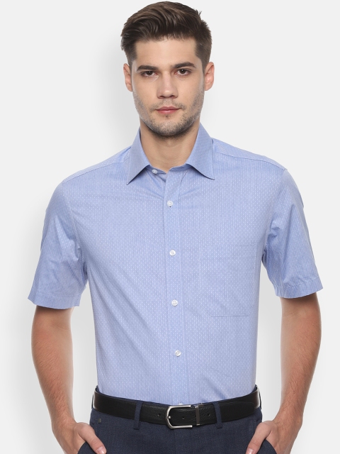 

Louis Philippe Men Blue & White Regular Fit Self Design Formal Shirt