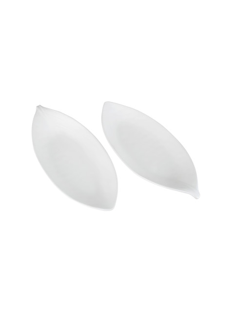 

SONG BIRD Set Of 2 White Solid Curved Leaf Platters