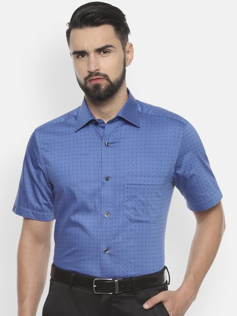 

Louis Philippe Men Blue Classic Regular Fit Self Design Formal Shirt