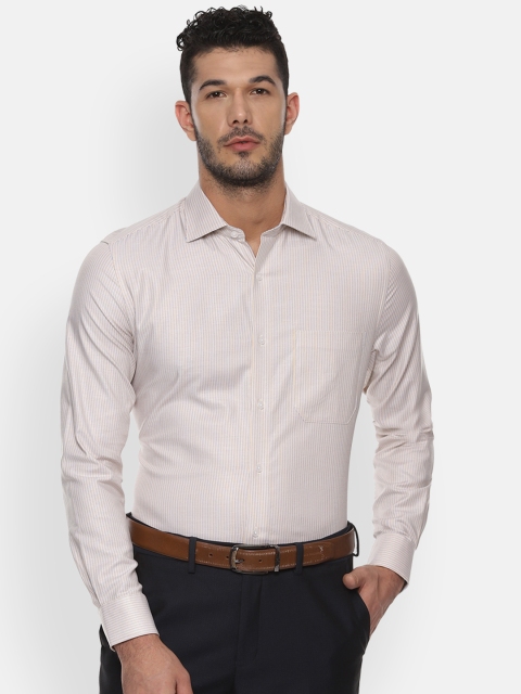 

Louis Philippe Men Beige Classic Regular Fit Striped Formal Shirt