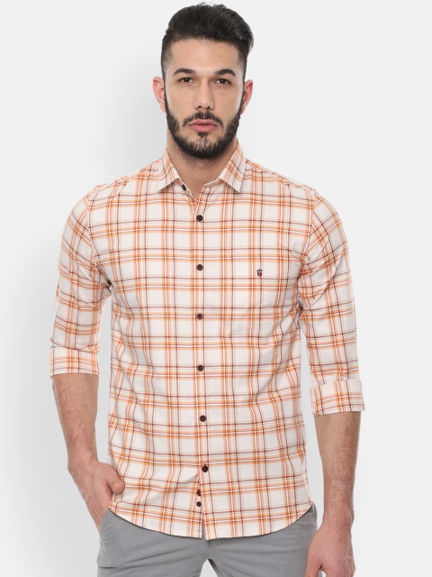 

Louis Philippe Sport Men Orange & White Slim Fit Checked Casual Shirt