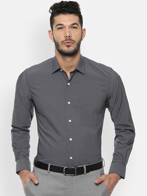 

Louis Philippe Men Grey Classic Slim Fit Striped Formal Shirt