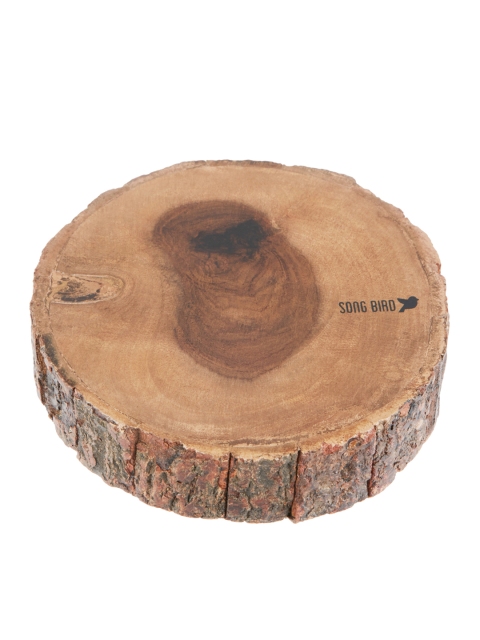 

SONG BIRD Brown Wooden Small Round Bark Platter
