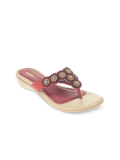 

Khadims Women Red Embellished Open Toe Flats