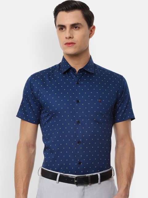 

Louis Philippe Sport Men Navy Blue & Yellow Slim Fit Printed Formal Shirt