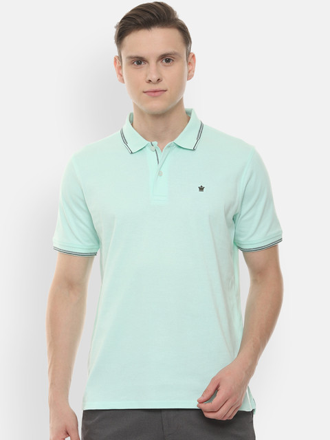 

Louis Philippe Men Green Solid Polo Collar T-shirt