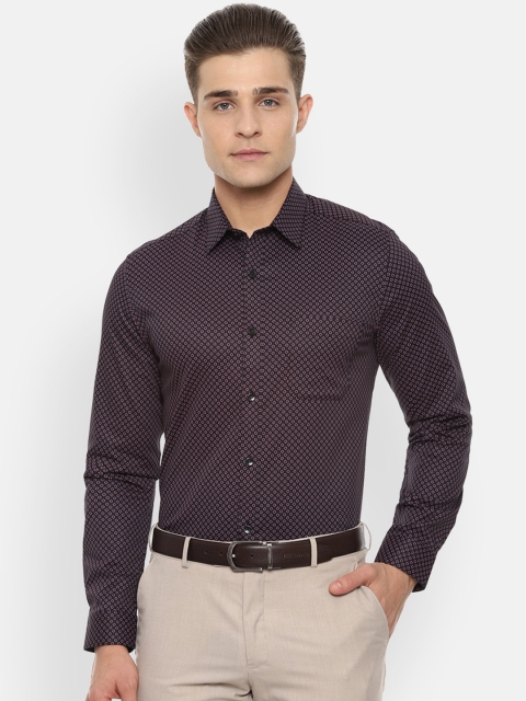 

Louis Philippe Men Black & Blue Slim Fit Printed Formal Shirt