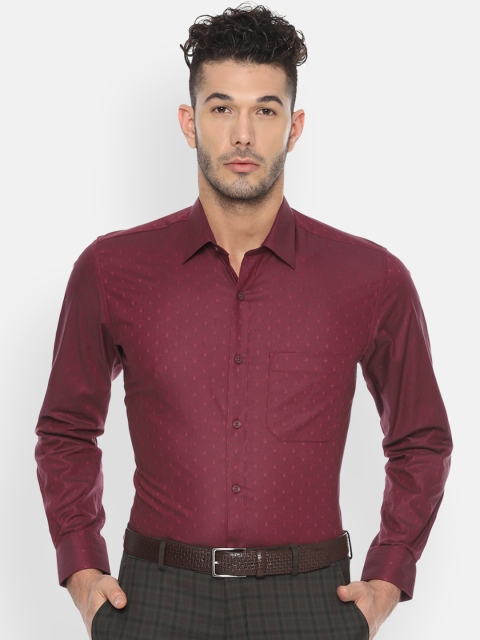 

Louis Philippe Men Maroon Classic Slim Fit Self Design Formal Shirt
