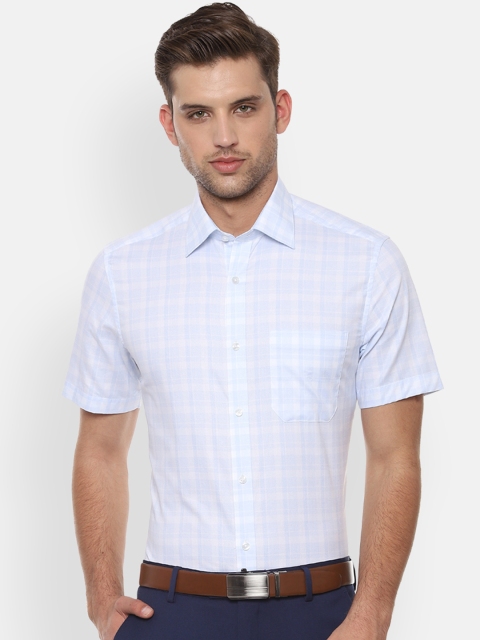 

Louis Philippe Men Blue & Off-White Regular Fit Checked Formal Shirt
