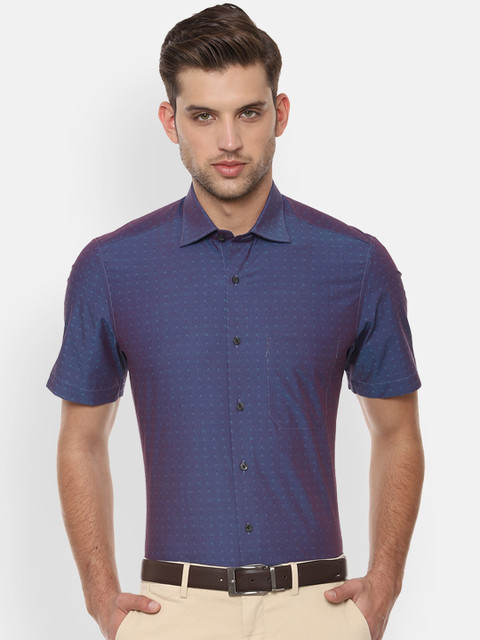 

Louis Philippe Men Purple & Blue Regular Fit Self Design Formal Shirt