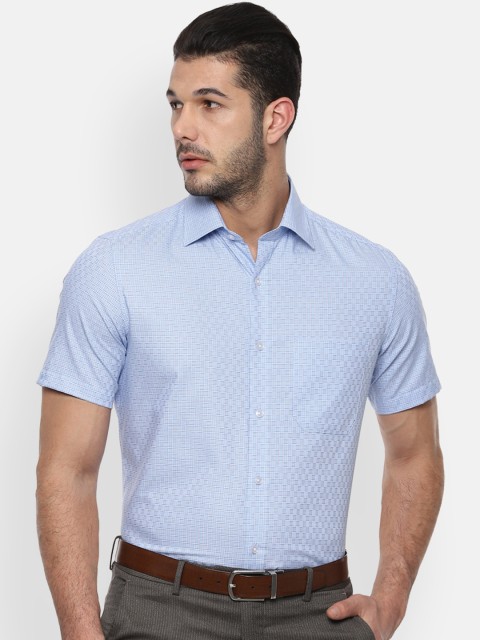 

Louis Philippe Men Blue & White Geometric Print Classic Regular Fit Formal Shirt