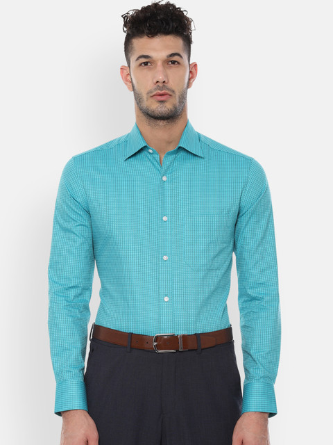 

Louis Philippe Men Blue Classic Regular Fit Checked Formal Shirt