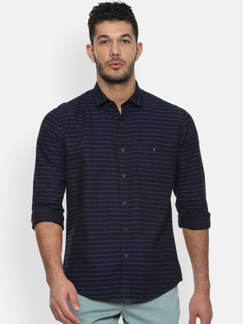 

Louis Philippe Sport Men Navy Blue Slim Fit Striped Casual Shirt