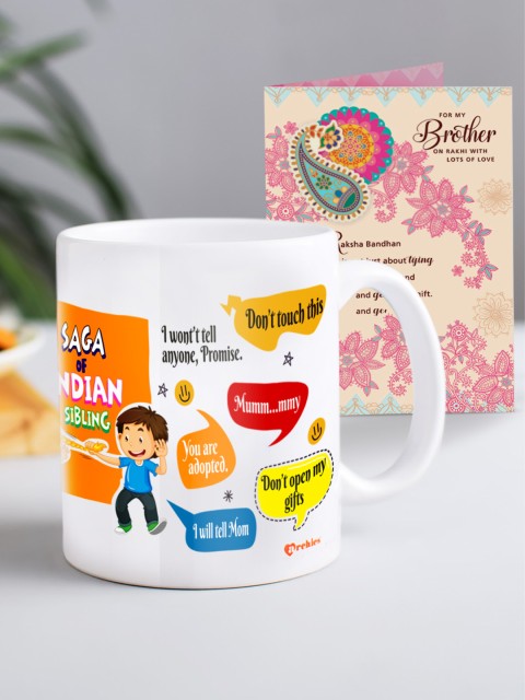 

Archies White & Yellow Printed Ceramic Raksha Bandhan Mug Gift Combo