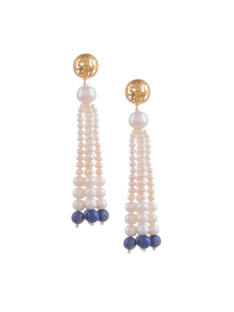 

Silvermerc Designs White & Gold Plated Spherical Drop Earrings