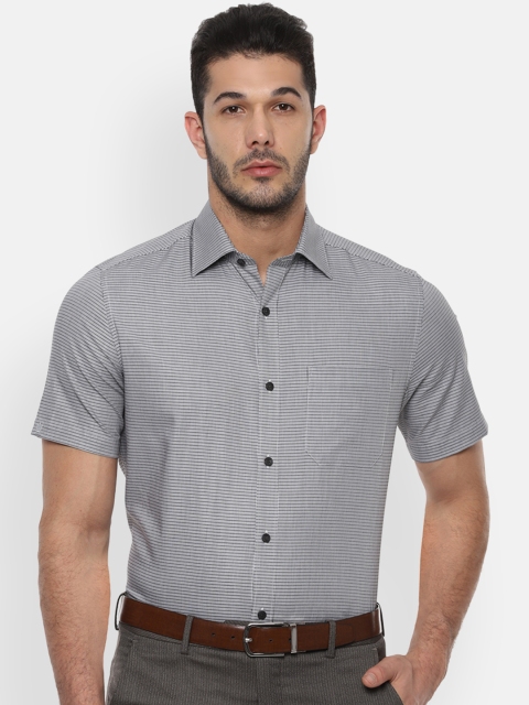 

Louis Philippe Men Black & White Regular Fit Self Design Formal Shirt