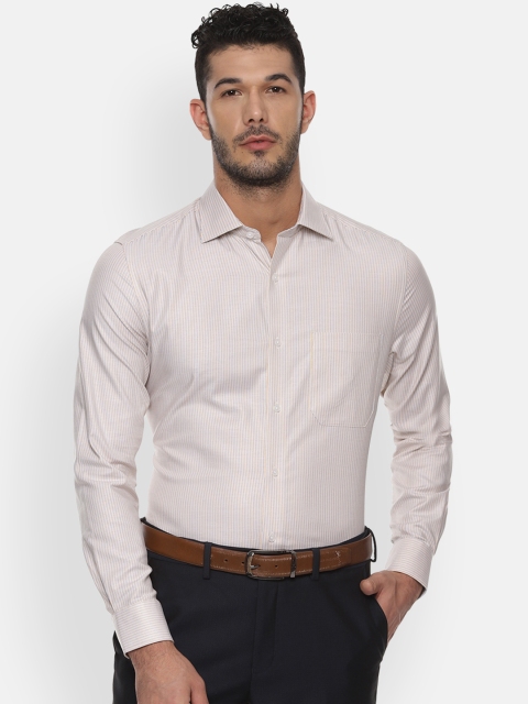 

Louis Philippe Men Beige & Blue Regular Fit Striped Formal Shirt